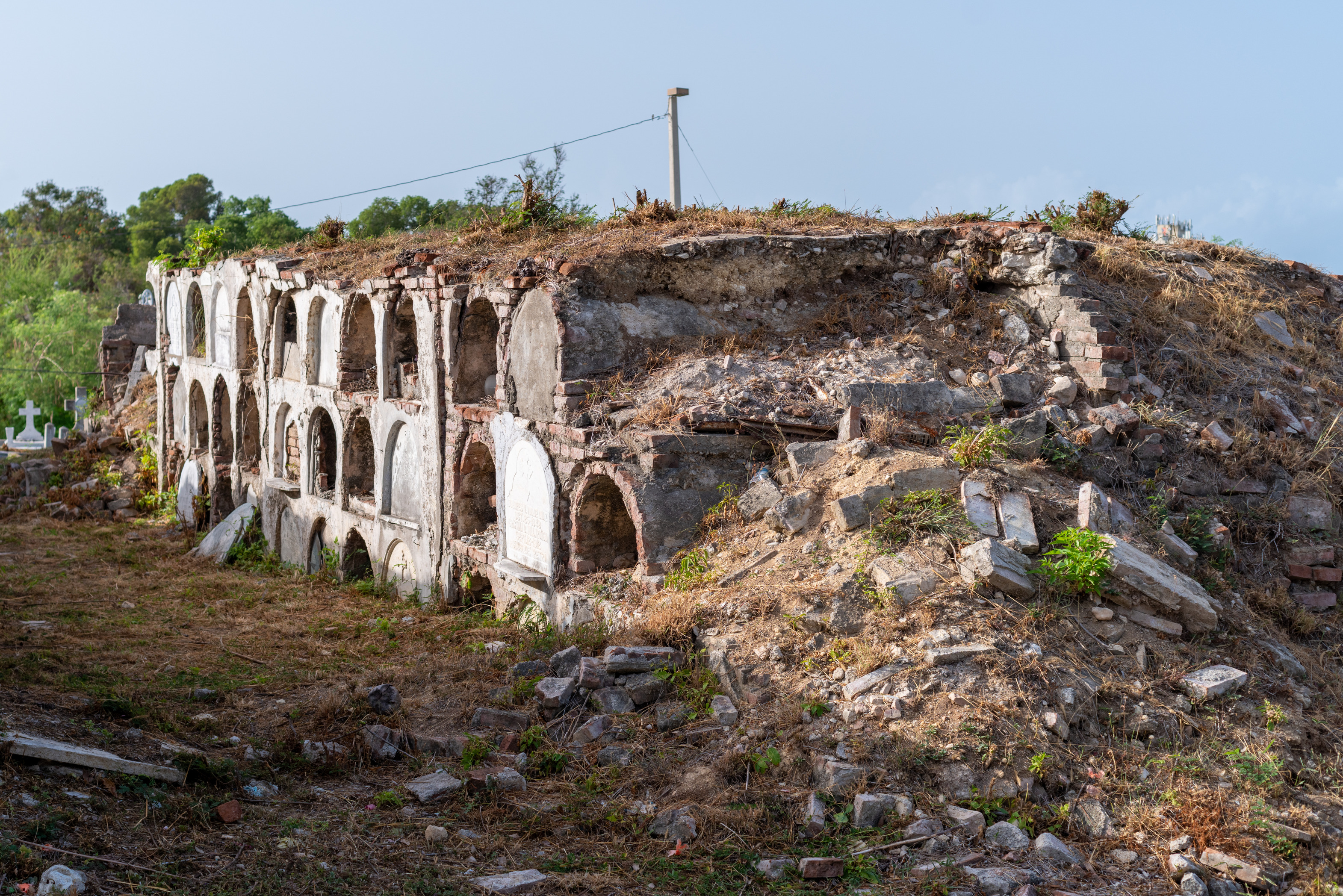 Crumbling wall of tombs