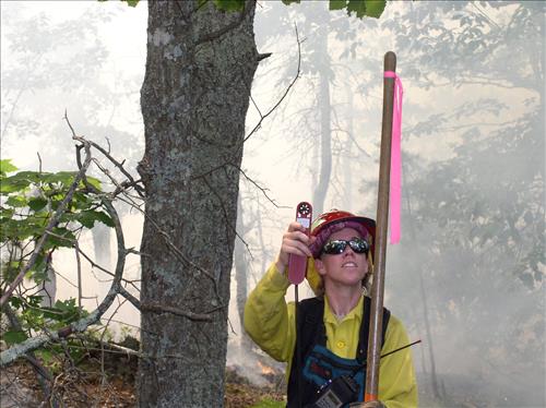 Firefighter at Kings Mountain National Military Park during Brushyridge Prescribed Burn, June 2003