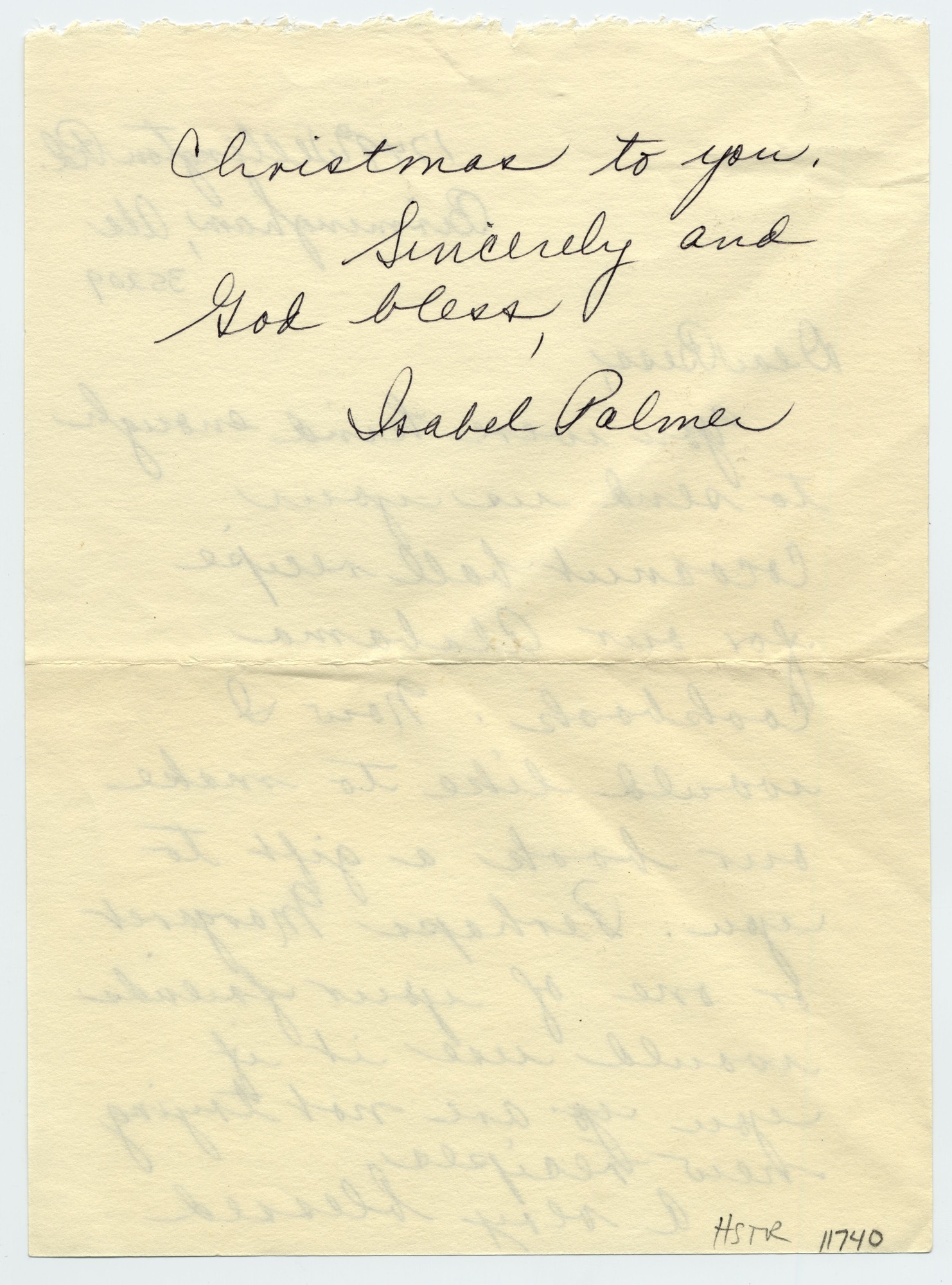 A letter written on cream colored paper.