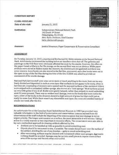 2nd Bank Museum Collections Recovery -- Conservators' assessments