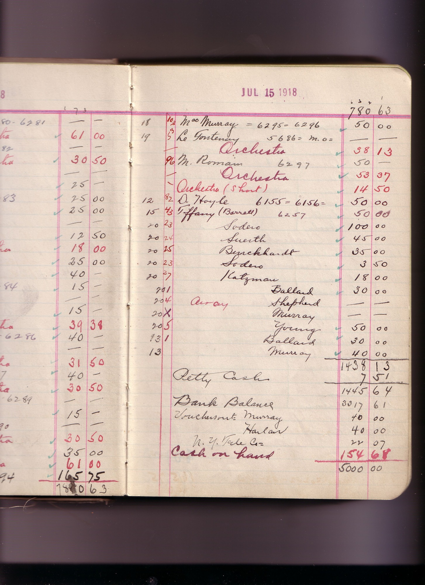 Thomas Edison's New York City Recording Studio Cash Book 16 (of 21), Image 31 (of 305).