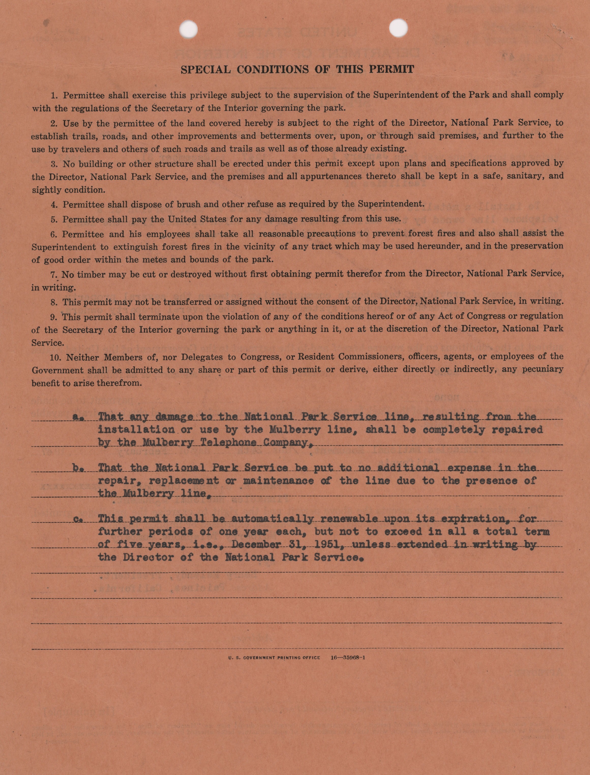 (Reverse) Mulberry Telephone Company Telephone Line Installation Special Use Permit