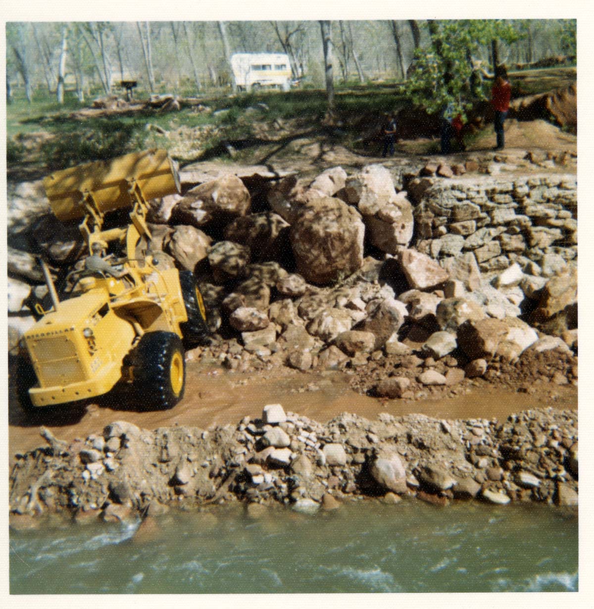 Color photos of channel clearing and bank stabilization along the Virgin River near Birch Creek.
