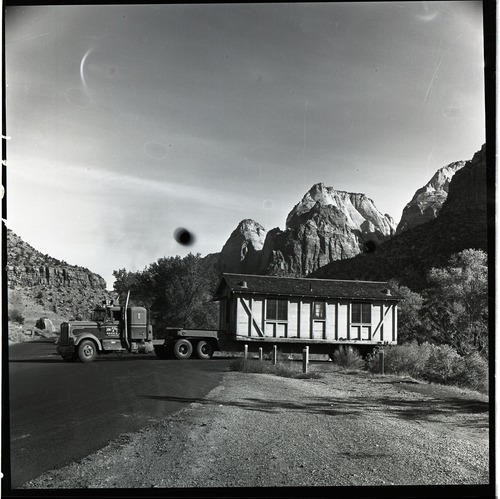 Zion Inn cabin being prepared for removal by Kaibab-Paiute Tribe.