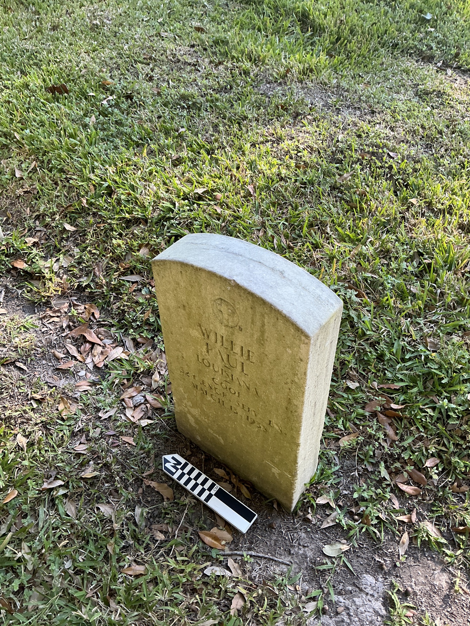 Extra image of upright marble headstone with flat face.