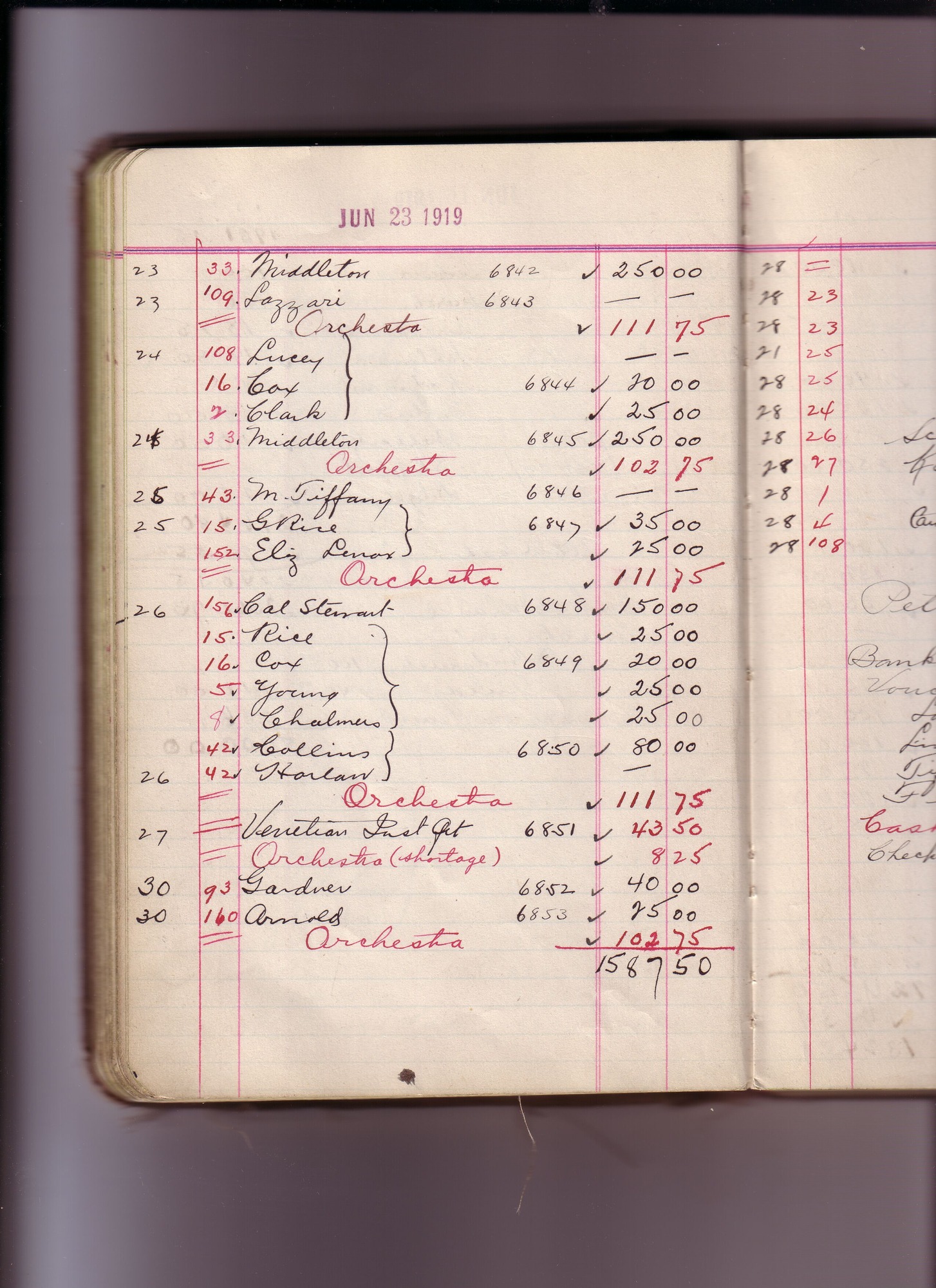 Thomas Edison's New York City Recording Studio Cash Book 16 (of 21), Image 136 (of 305).