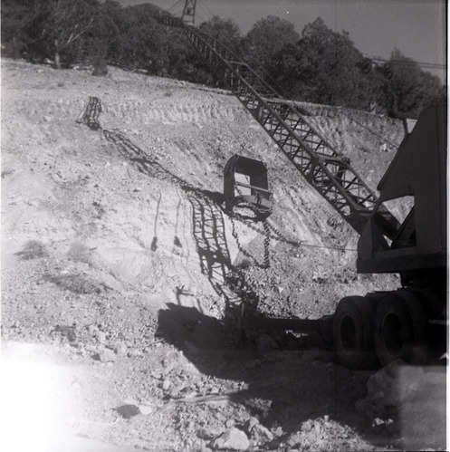 BW photo of rock slide near Echo Rock - 2.5" x 2.5".