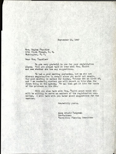 National Council of Negro Women Correspondence