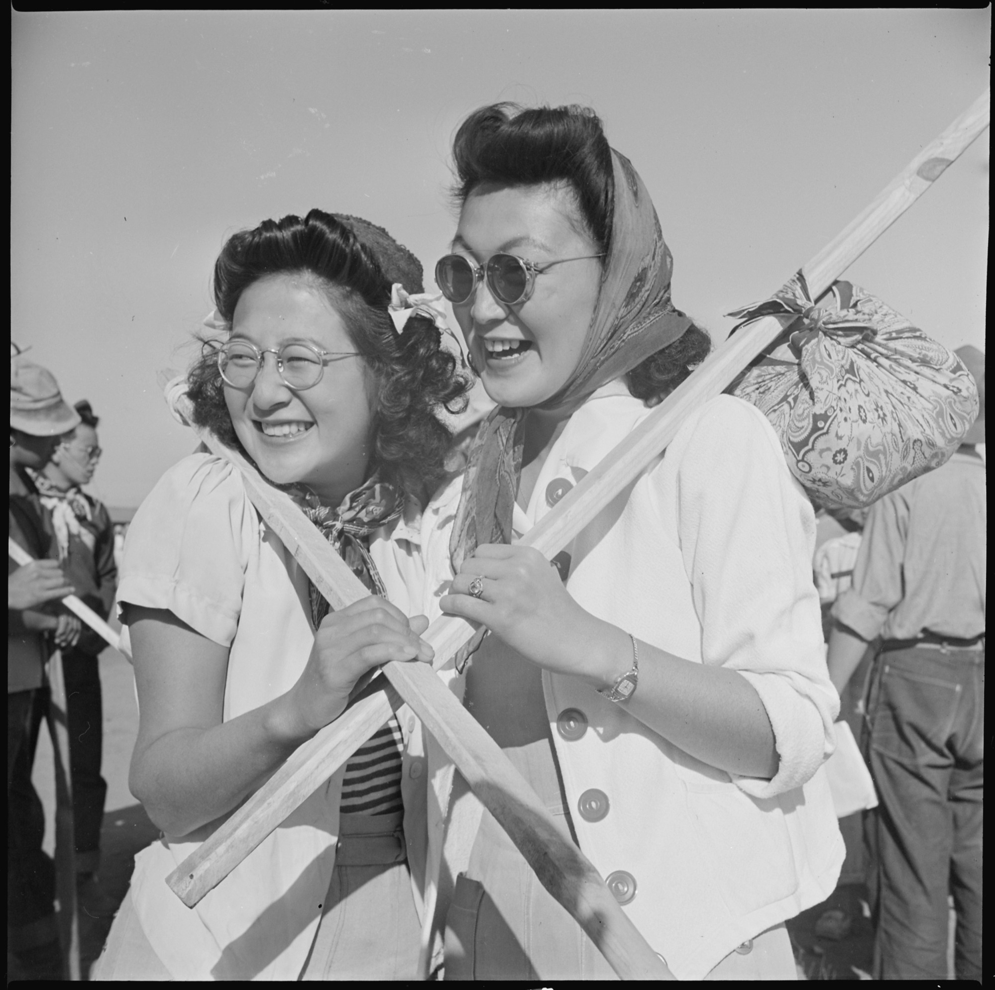 Two pretty evacuees shouldered their lunch and hiked into the foothills for a labor day picnic