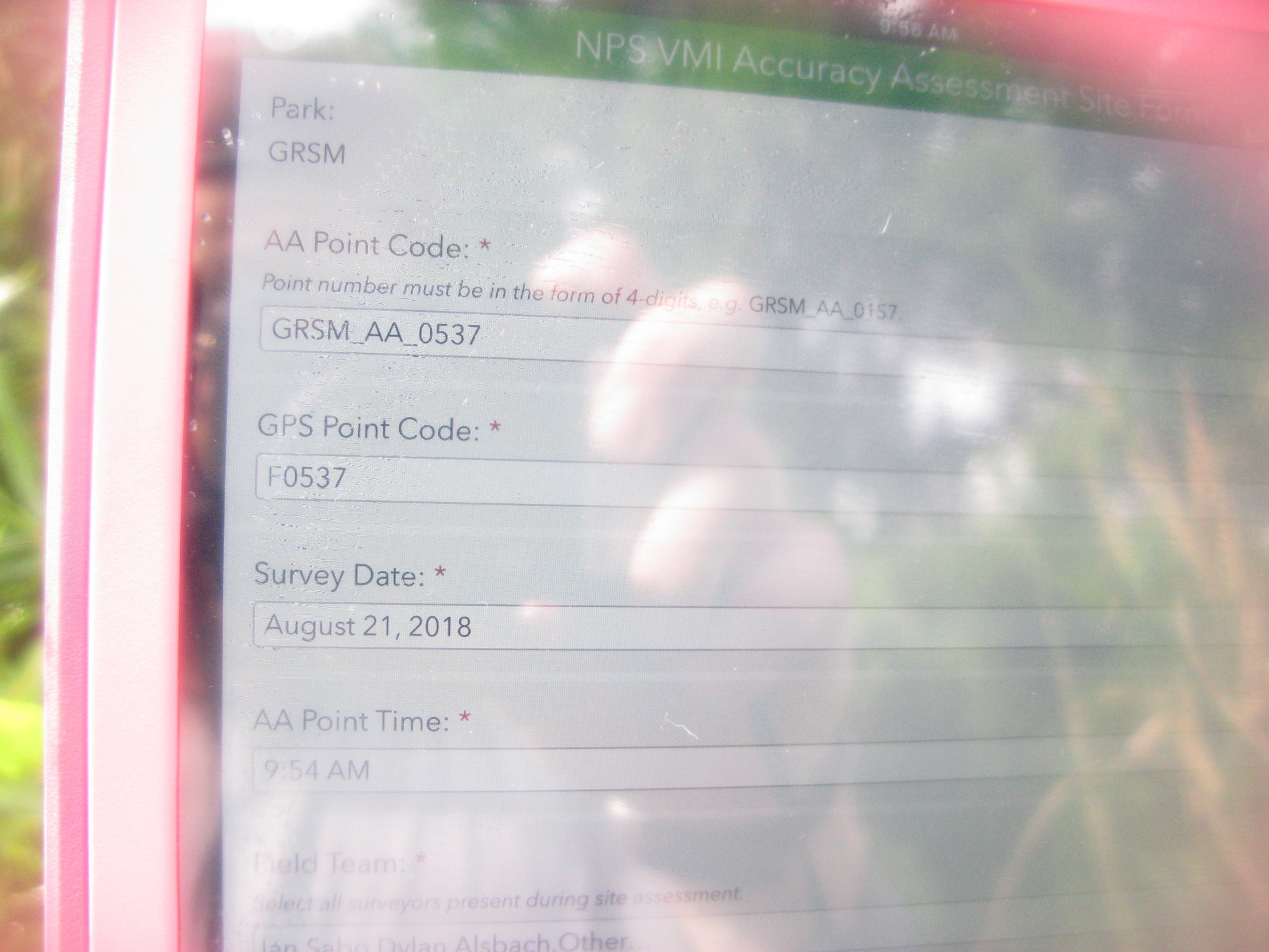 GRSM Accuracy Assessment. Plot Code: GRSM_AA_0537_1