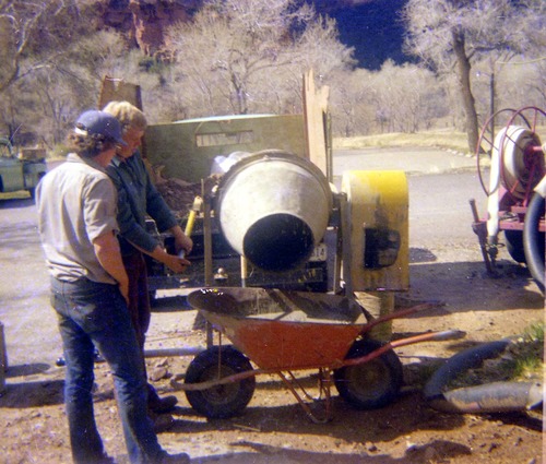 Workers working during the construction of the Wiley Spring water vault.