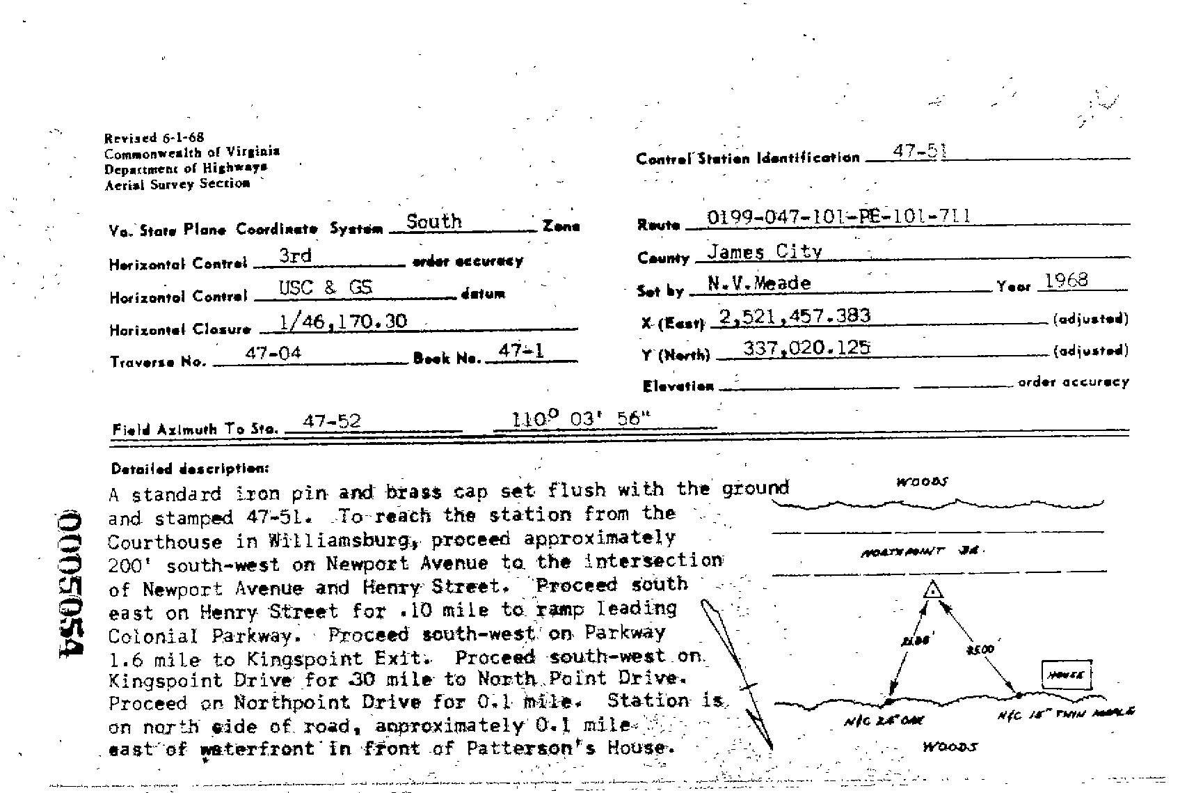 00005054 Survey Monumentation Sketch