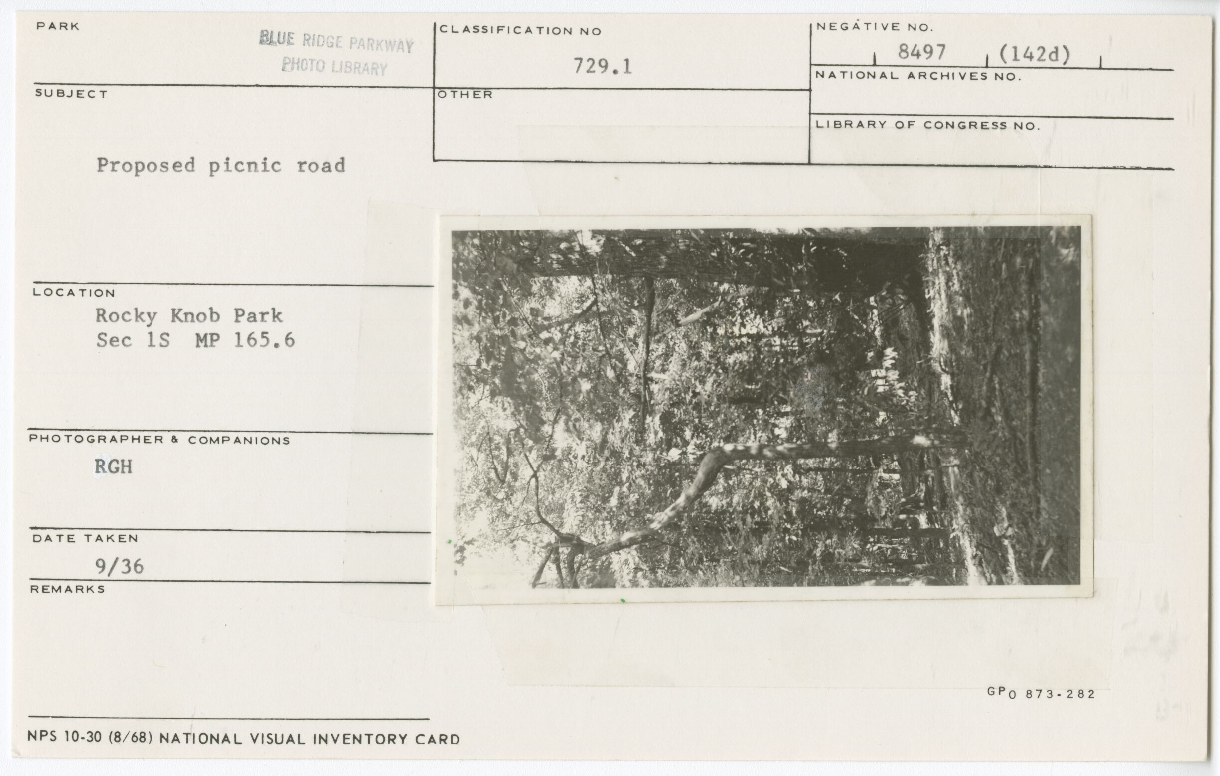 Proposed picnic road near Rocky Knob