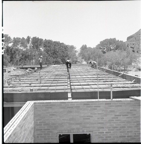 Laying pans and steel during the concrete first floor of the Mission 66 Visitor Center and Museum construction.