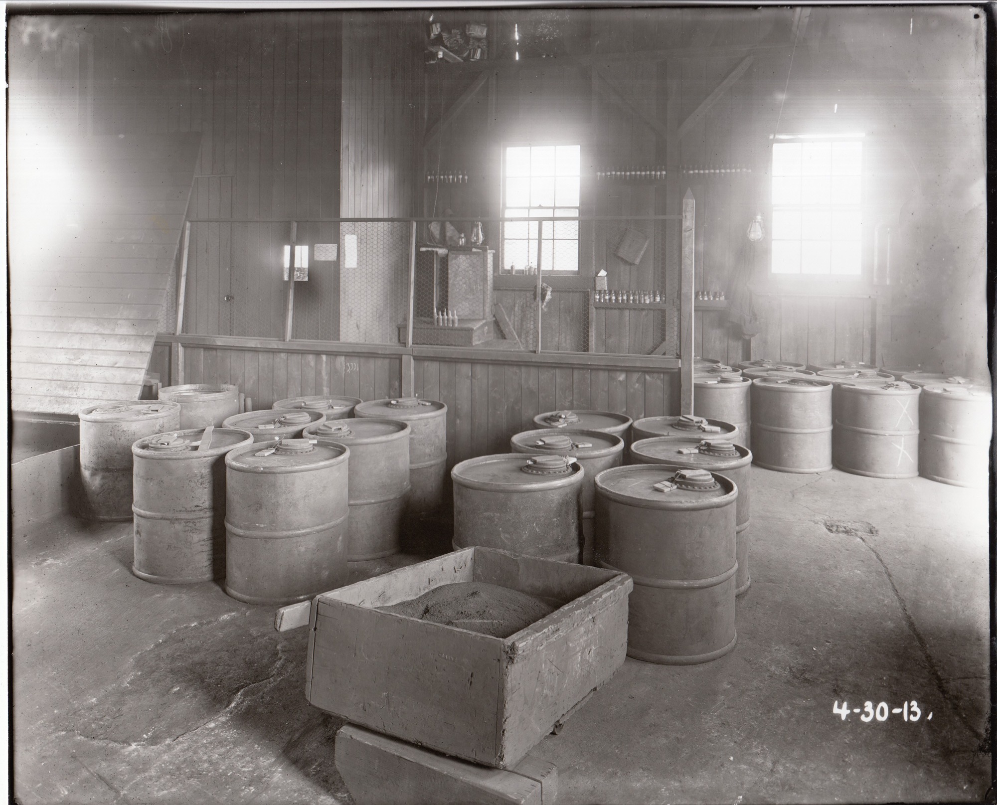 Iron store room at chemical works.