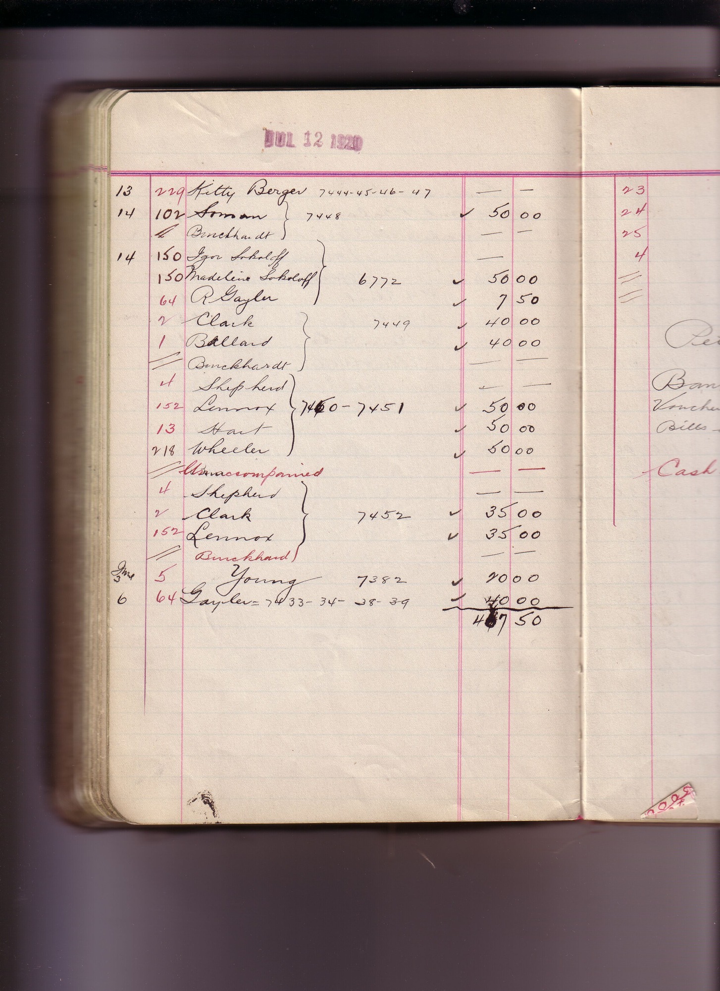 Thomas Edison's New York City Recording Studio Cash Book 16 (of 21), Image 258 (of 305).