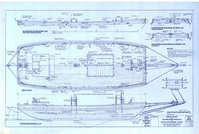 Scow schooner Alma : plan package : includes 4 original drawings produced by Tri-Coastal Marine, Inc., and one drawing of lines and offsetts by Bill Doll ; sponsored by the National Maritime Museum Association. Plans package (1 title sheet, 5 plans sheets) dated May 1987-Feb. 1989 for the 1891 scow schooner Alma.