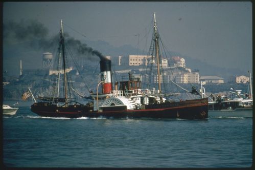 Eppleton Hall (built 1914; tugboat) arriving in San Francisco from Newcastle, England, March 24, 1970