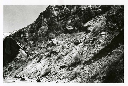 BW Photo of rock slide near echo rock - 35MM.