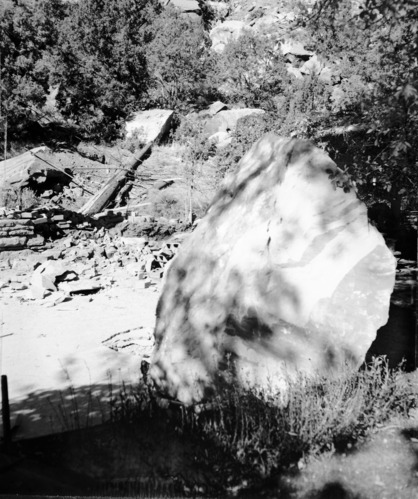 Rock fall behind Chief Ranger Fred Brueck's residence.