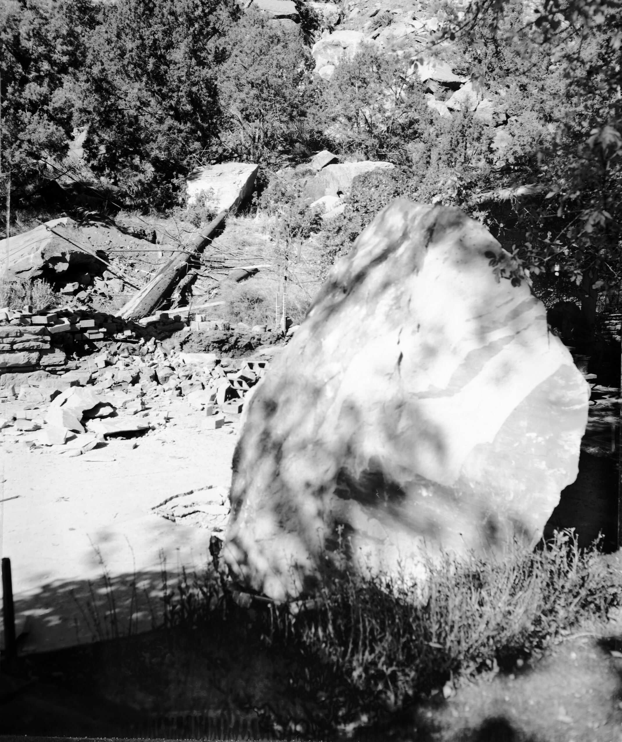 Rock fall behind Chief Ranger Fred Brueck's residence.