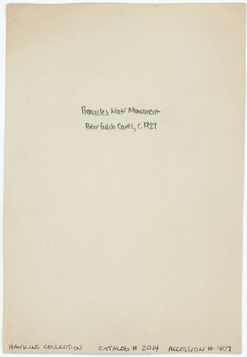 (Reverse) At Bear Gulch Caves During Superintendent's Trip 1927