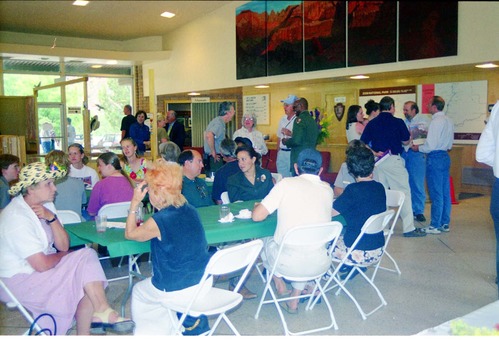 Color Photos of the opening celebration for the new visitor center - Same day as the official shuttle launch.