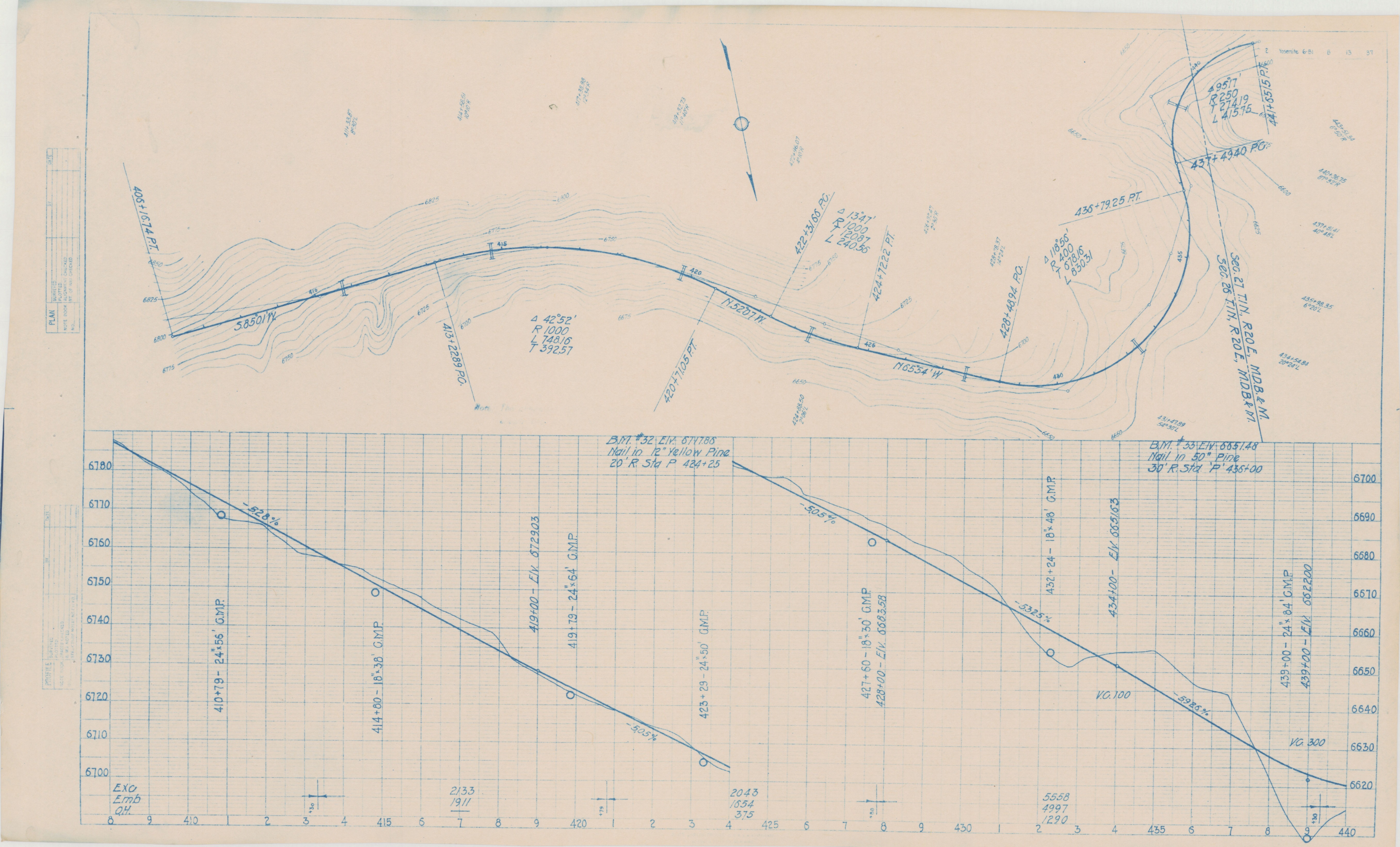 Plans for Proposed Project 6-B1, Grading and Surfacing Section B~Mather-White Wolf Route No. 6~Hetch Hetchy Loop