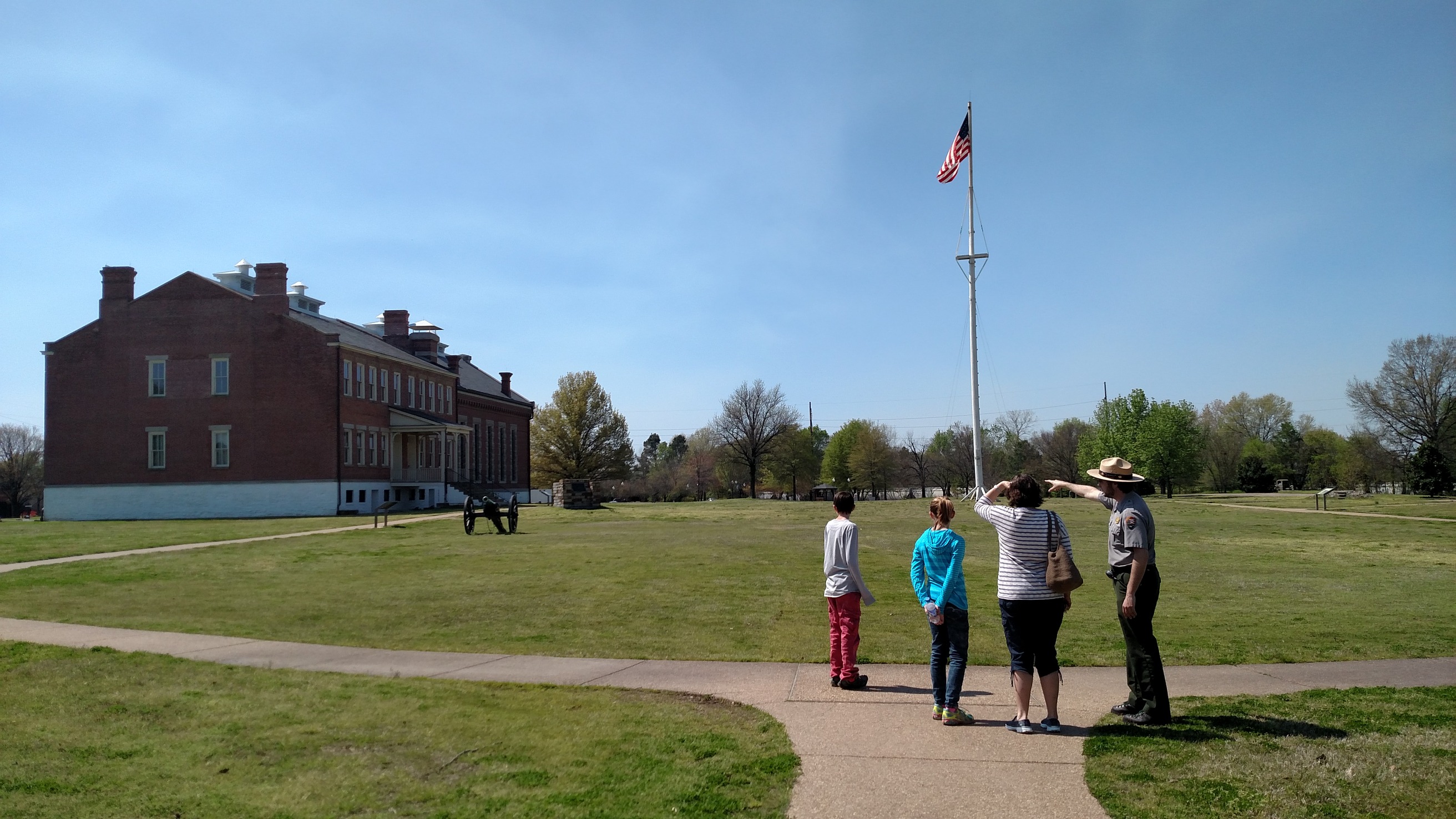 Visitors and NTIR Staff observe the Fort Smith National Historic Site in Fort Smith, Arkansas