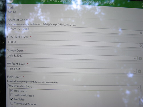 GRSM Accuracy Assessment. Plot Code: GRSM_AA_0088_1
