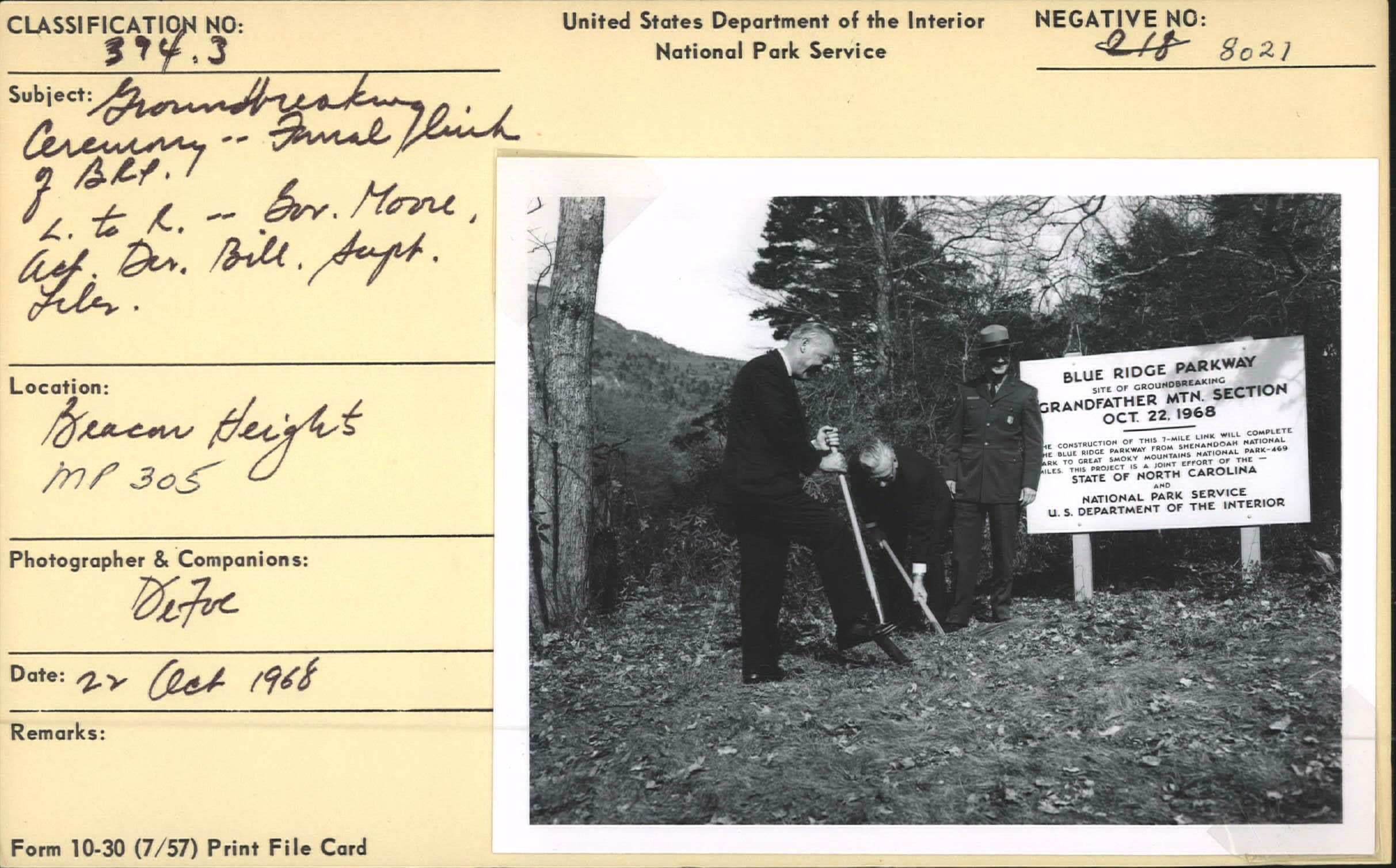 Groundbreaking Ceremony for final link of Blue Ridge Parkway