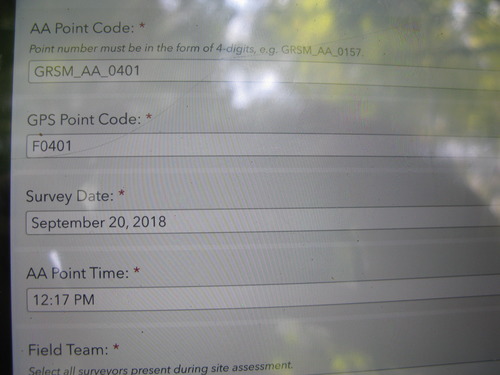 GRSM Accuracy Assessment. Plot Code: GRSM_AA_0401_1