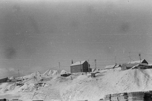 Snowy landscape and buildings