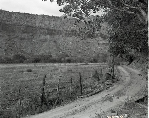 Rhoda Crawford property east of Virgin River, south of park entrance with house; appraisal of property pending government purchase.