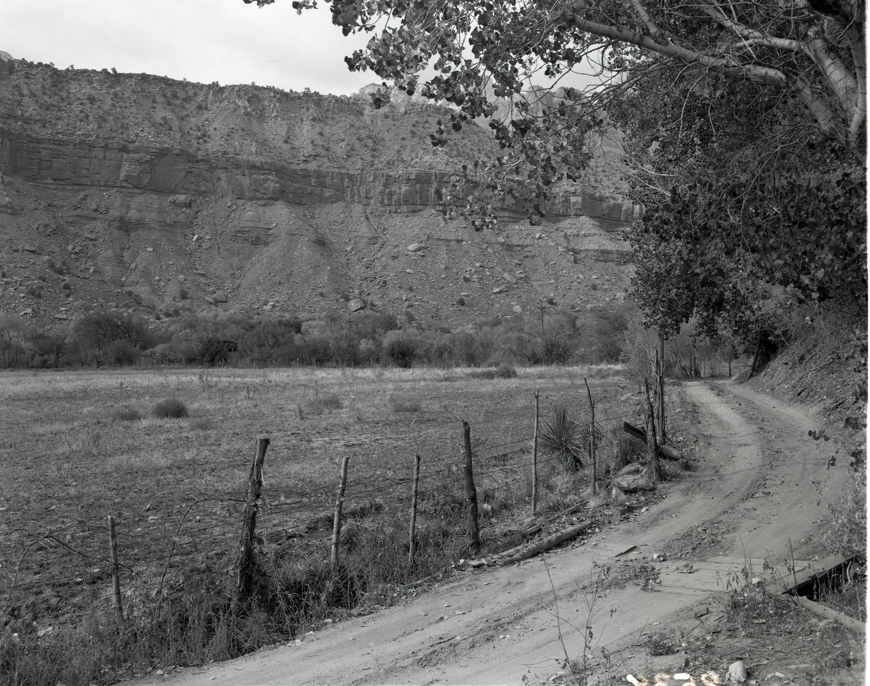 Rhoda Crawford property east of Virgin River, south of park entrance with house; appraisal of property pending government purchase.