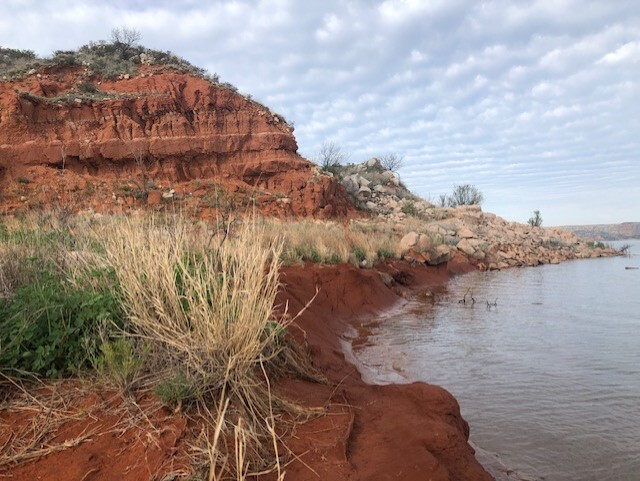 Permian Red Beds seen along the trail and near the lake. 