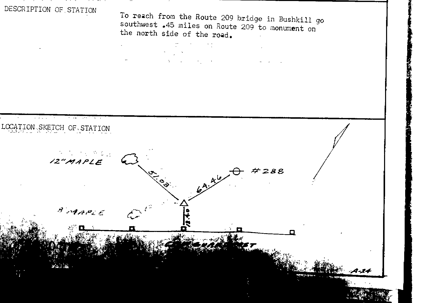 00004022 Monumentation Sketch of A-24 in Delaware Water Gap National Recreation Area