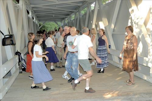 Everett Road Covered Bridge contra dancers 1