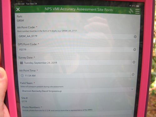 GRSM Accuracy Assessment. Plot Code: GRSM_AA_0779_1