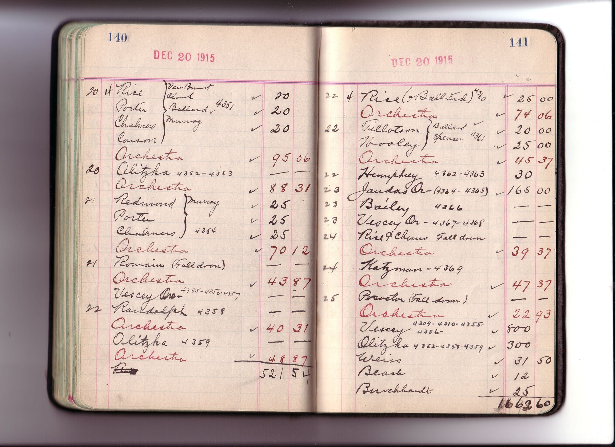 Thomas Edison's New York City Recording Studio Cash Book 12 (of 21), Image 74 (of 88).