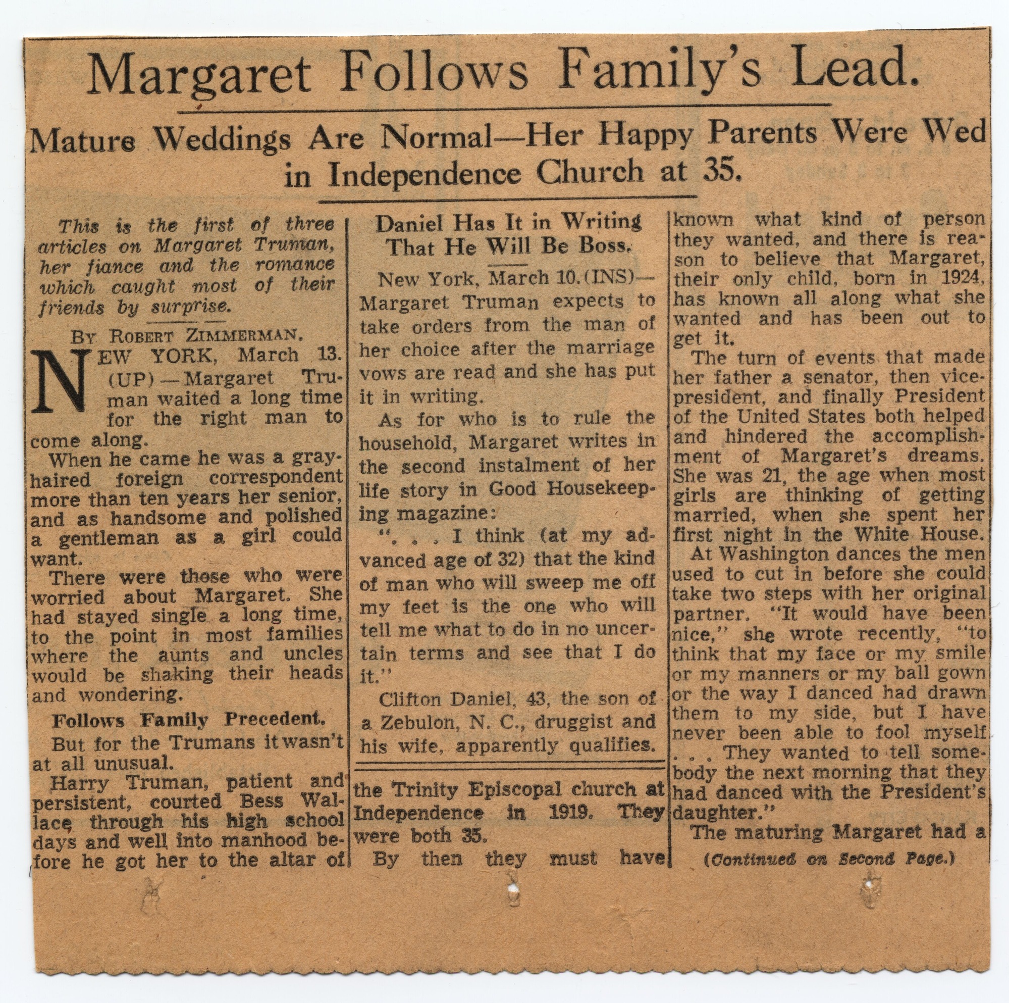 A small newspaper clipping.