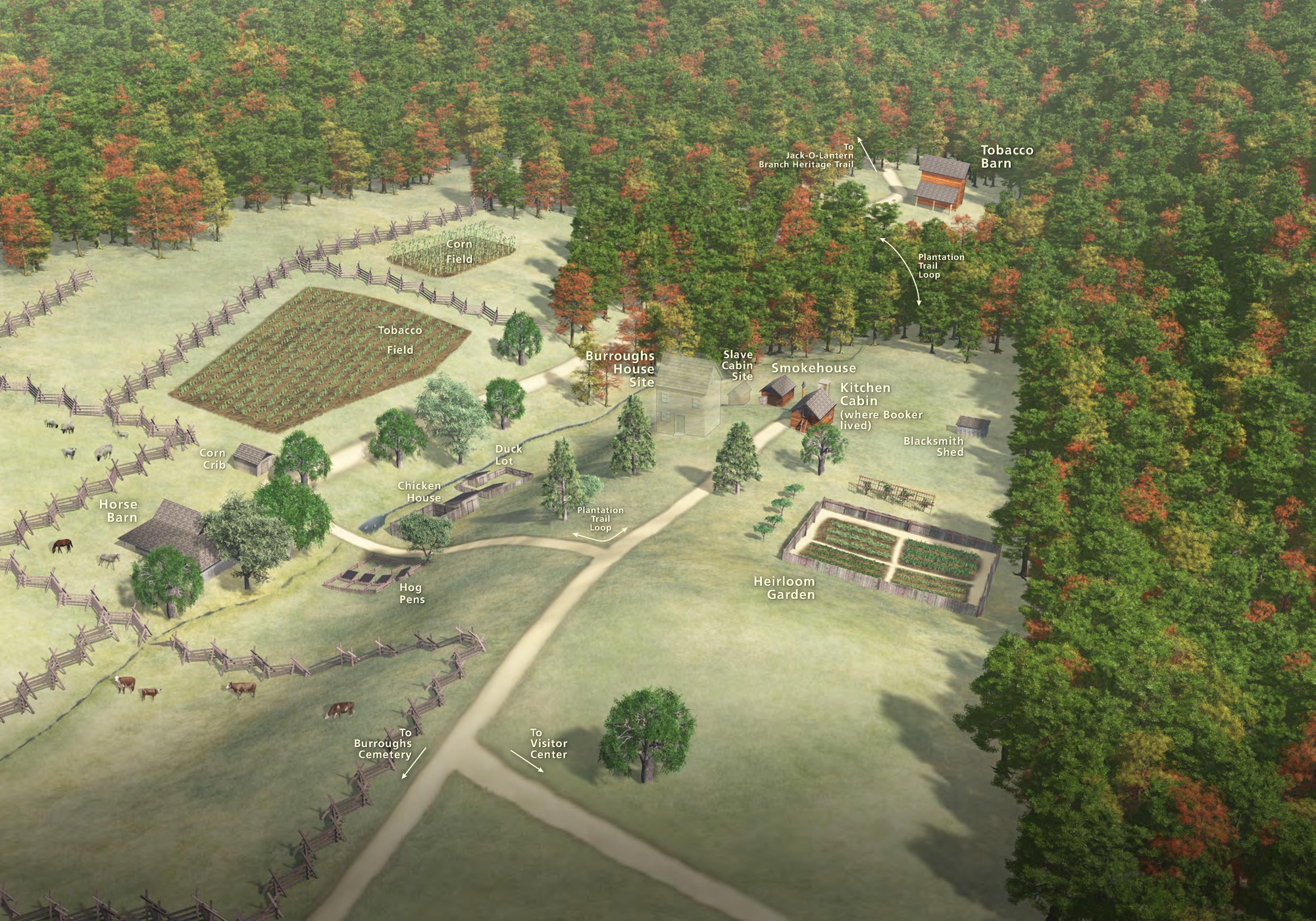 Booker T. Washington National Monument 3D Oblique Map