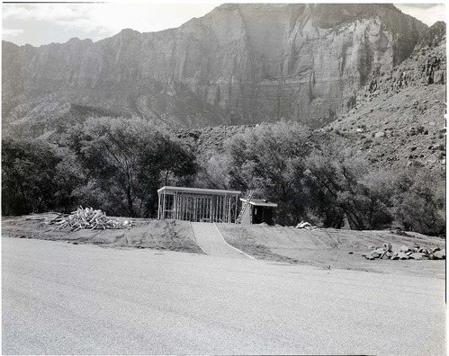 Amphitheater at Watchman Campground under construction.