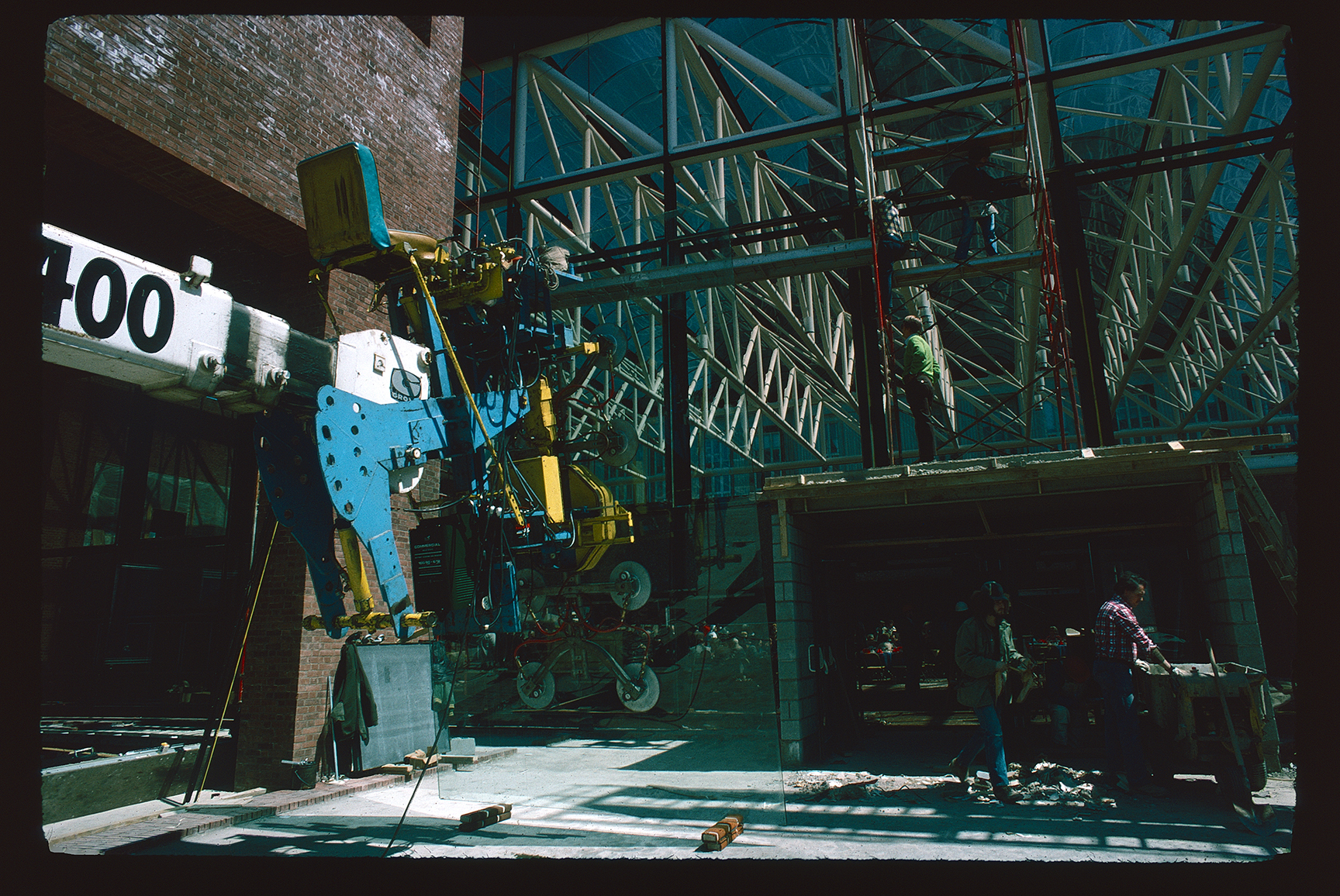 (Old) Visitor Center (101 South 3rd Street). Exterior. Construction during ASTA luncheon. Looking east towards 3rd Street entrance.