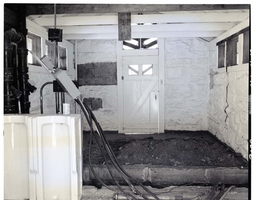 Comfort station rehabilitation, South Campground with stripped interior.