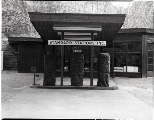 Sign on Standard service station at South Campground: Standard Stations, Inc.