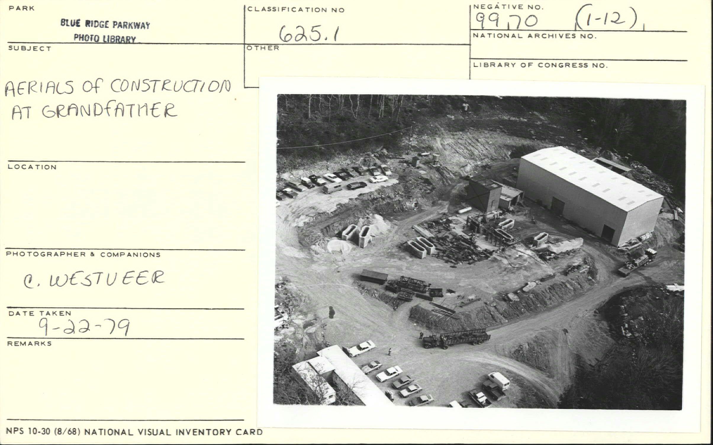 Aerial view of construction at Grandfather Mountain