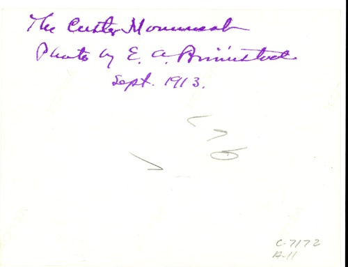 E. A. Brininstool in Front of the Custer Monument