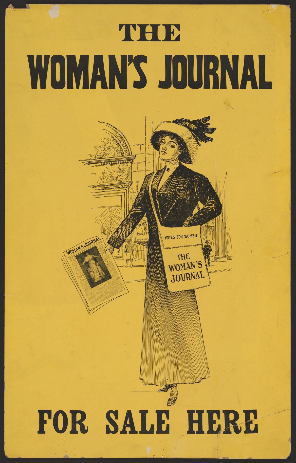 Poster that reads "The Woman's Journal for sale here."