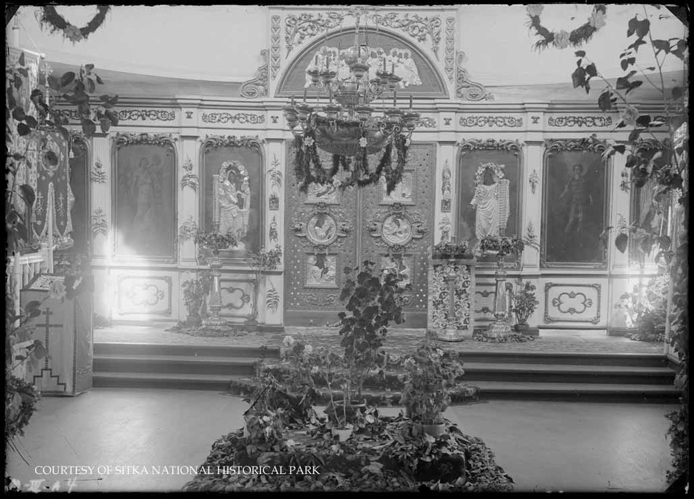 Interior of St. Michael's Cathedral with special decorations.